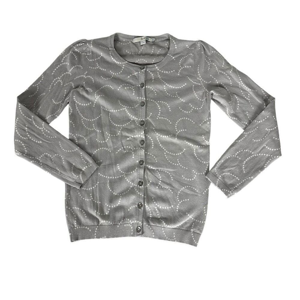 Boden Gray Crewneck Button Front Cardigan size 4